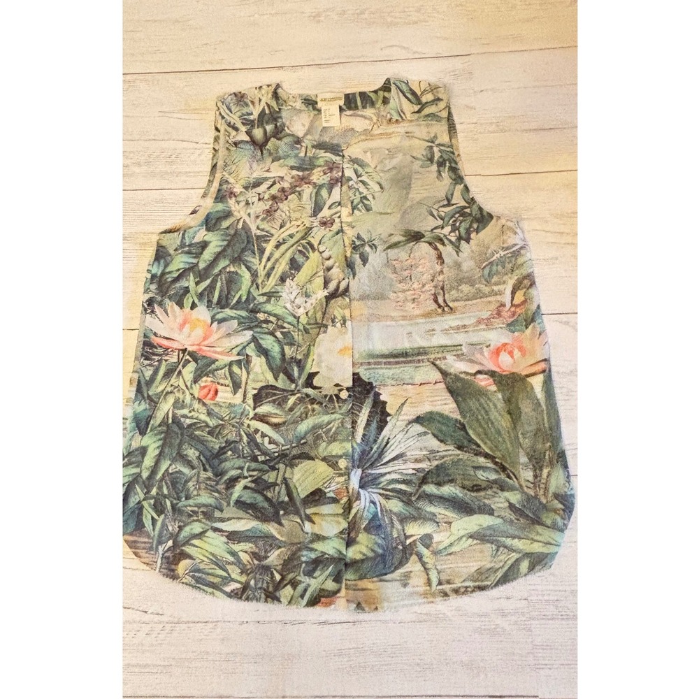 H&M Conscious Collection Tropical Floral Halter Tank Top Keyhole Back Size 4